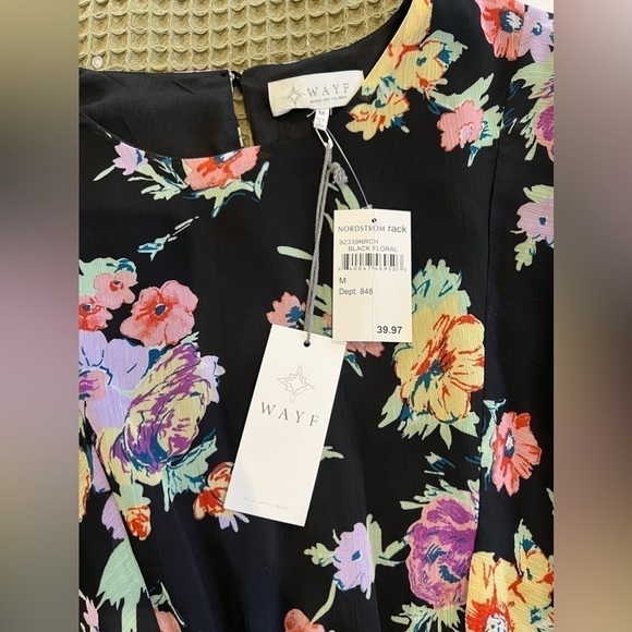 NWT WAYF dresses | Dolman long sleeve black floral mini dress size M - Picture 6 of 11